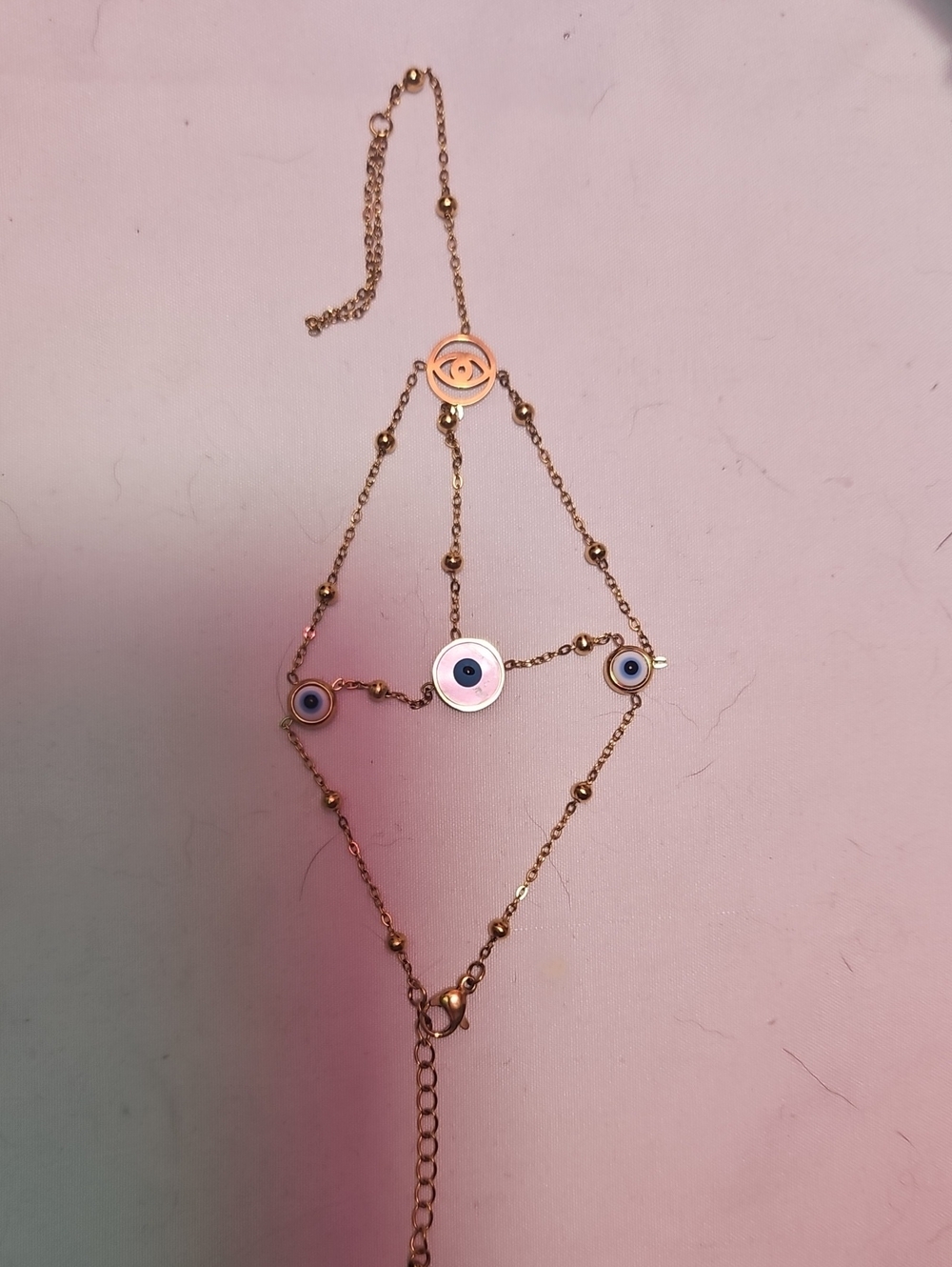 Gold-Tone Evil Eye Hand Chain - Blue Accents